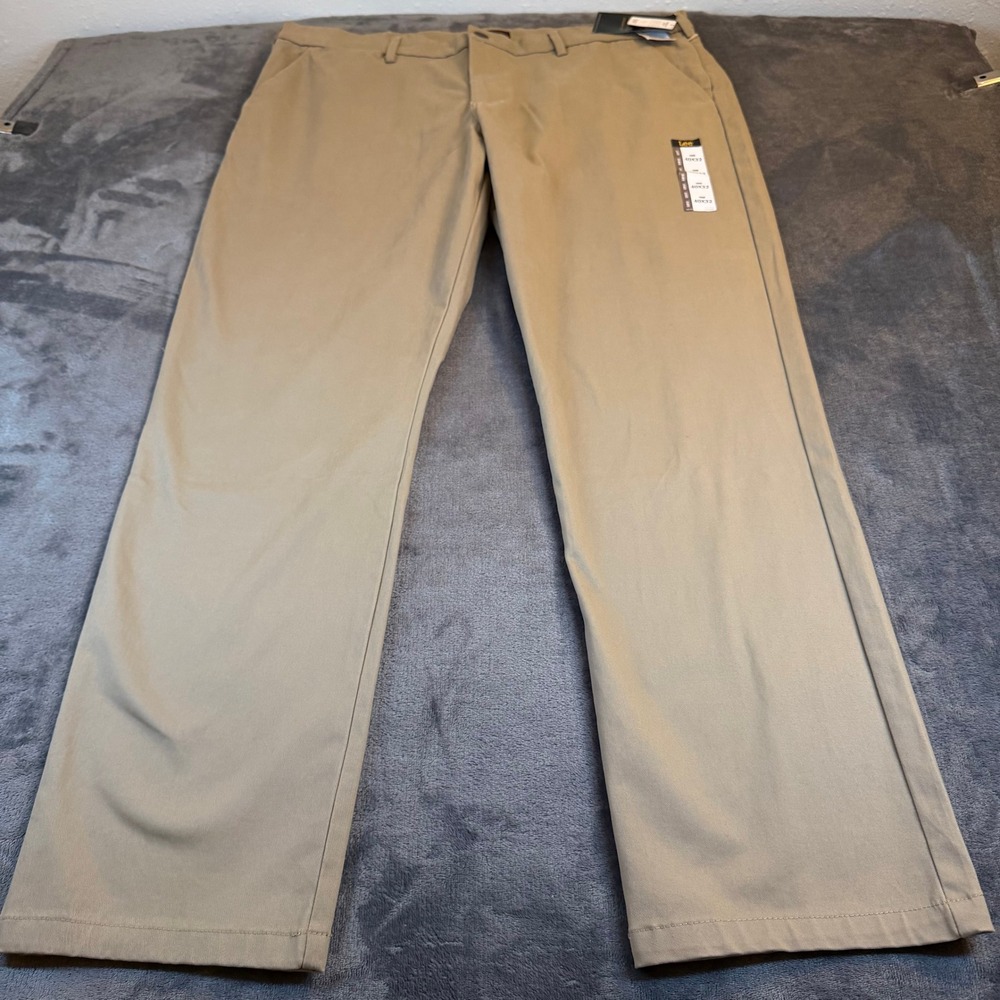 Lee Khaki Slim Straight Fit Flat Front Dress Pants Mens 40x32 NWT